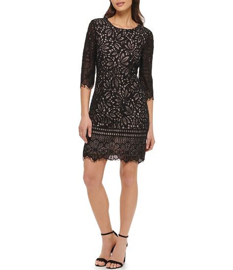 Scalloped Corded Floral Lace Dress 